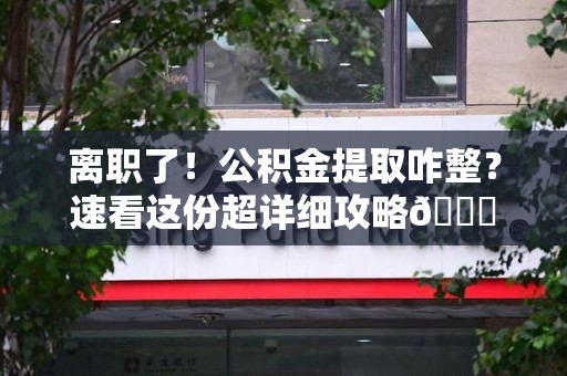 惠安离职了！公积金提取咋整？速看这份超详细攻略😎